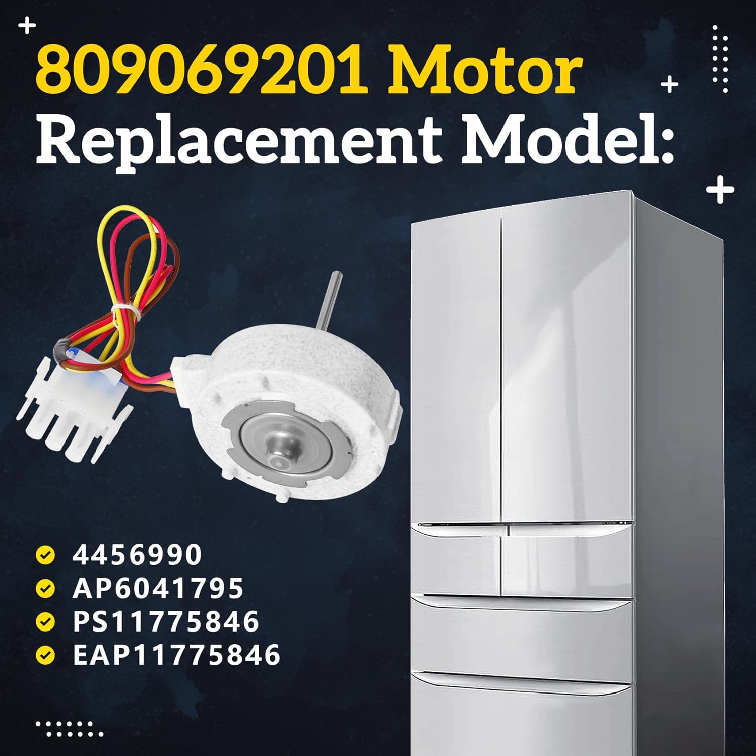 Upgraded 809069201 809069206 Refrigerator Evaporator Fan Motor Compatible with frigidaire, Kenmore, electrolux, Replaces AP6041795, 4456990, PS11775846, EAP11775846