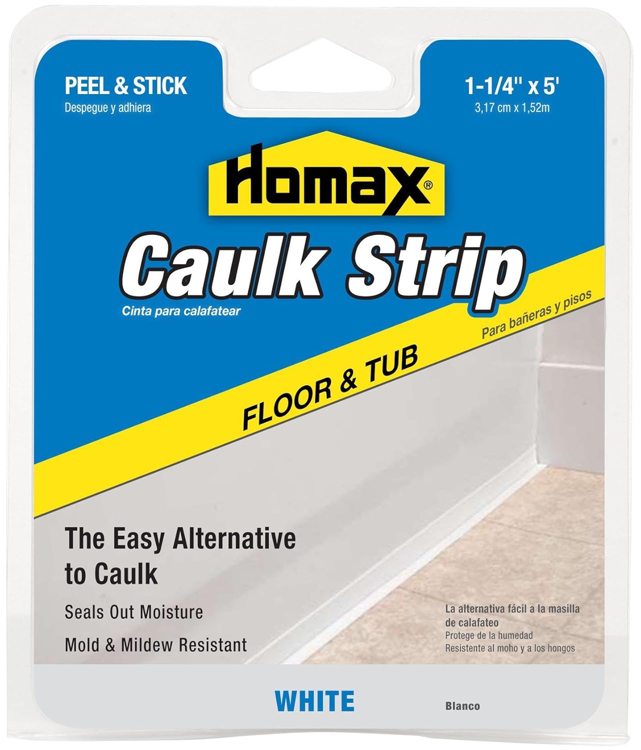 Homax White Silicone Caulk Strips 1-1/4 in. x 5'