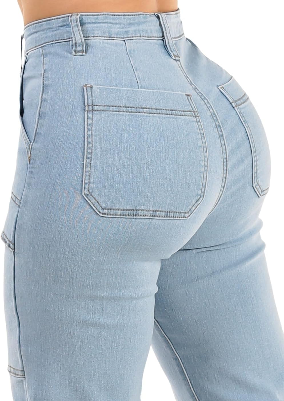 Moda Xpress Womens Juniors High Waisted Stretchy Straight Wide Leg Flared Jeans for Women