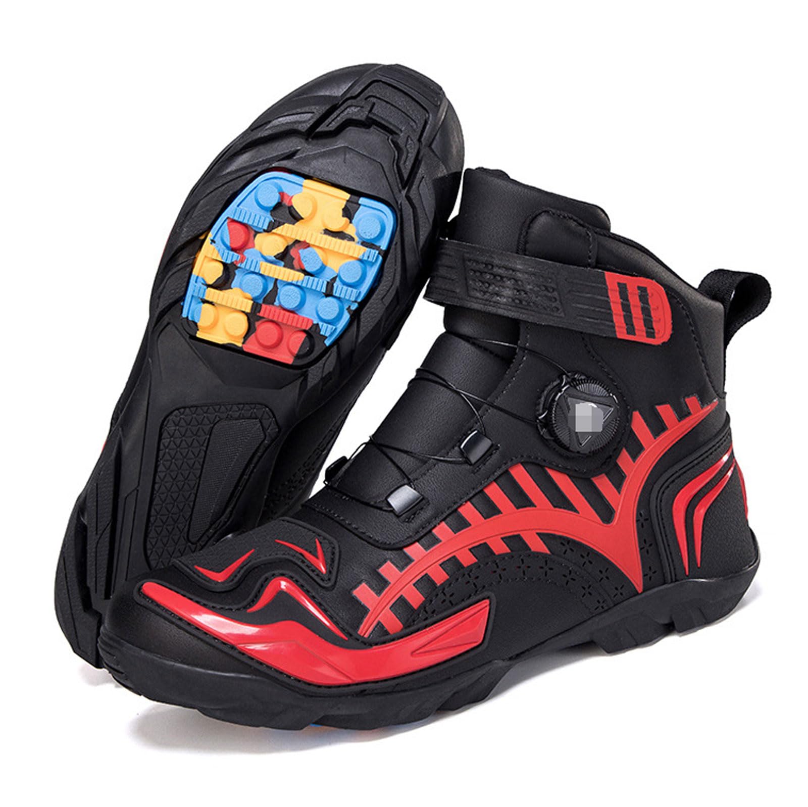 Bota De Turismo Impermeable Botas para Moto Hombre Antideslizantes Zapatos De Moto Reforzados con Soporte El Tobillo Antideslizantes AnticolisióN Adulto