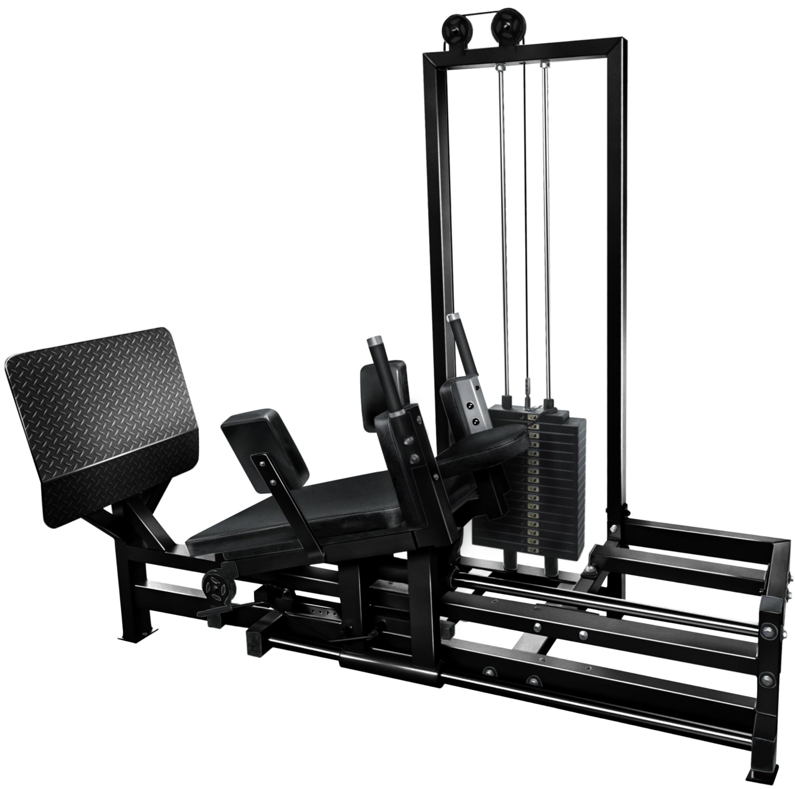 French Fitness Marin Selectorized Horizontal Leg Press – 316 lbs Weight Stack, Compact Design, Adjustable Footplate