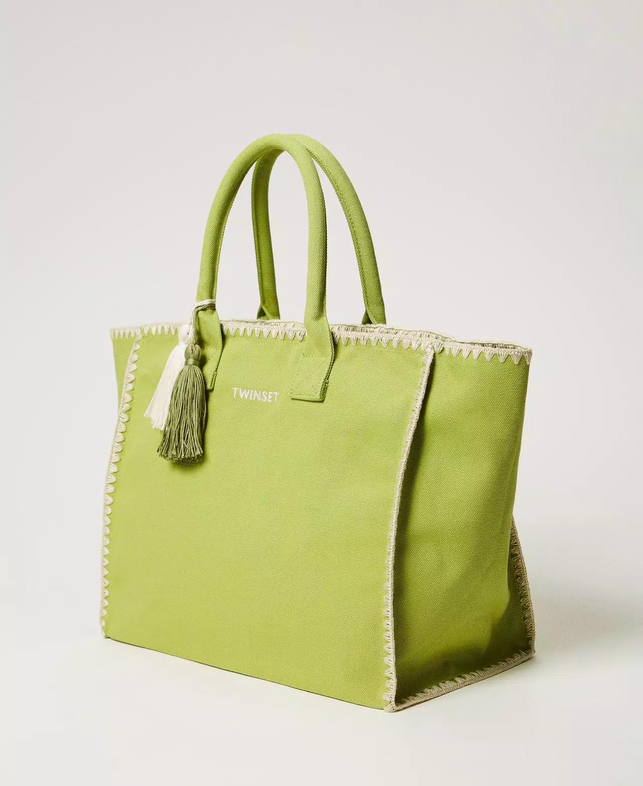 TWINSET U&B Borsa shopper in canvas con ricamo