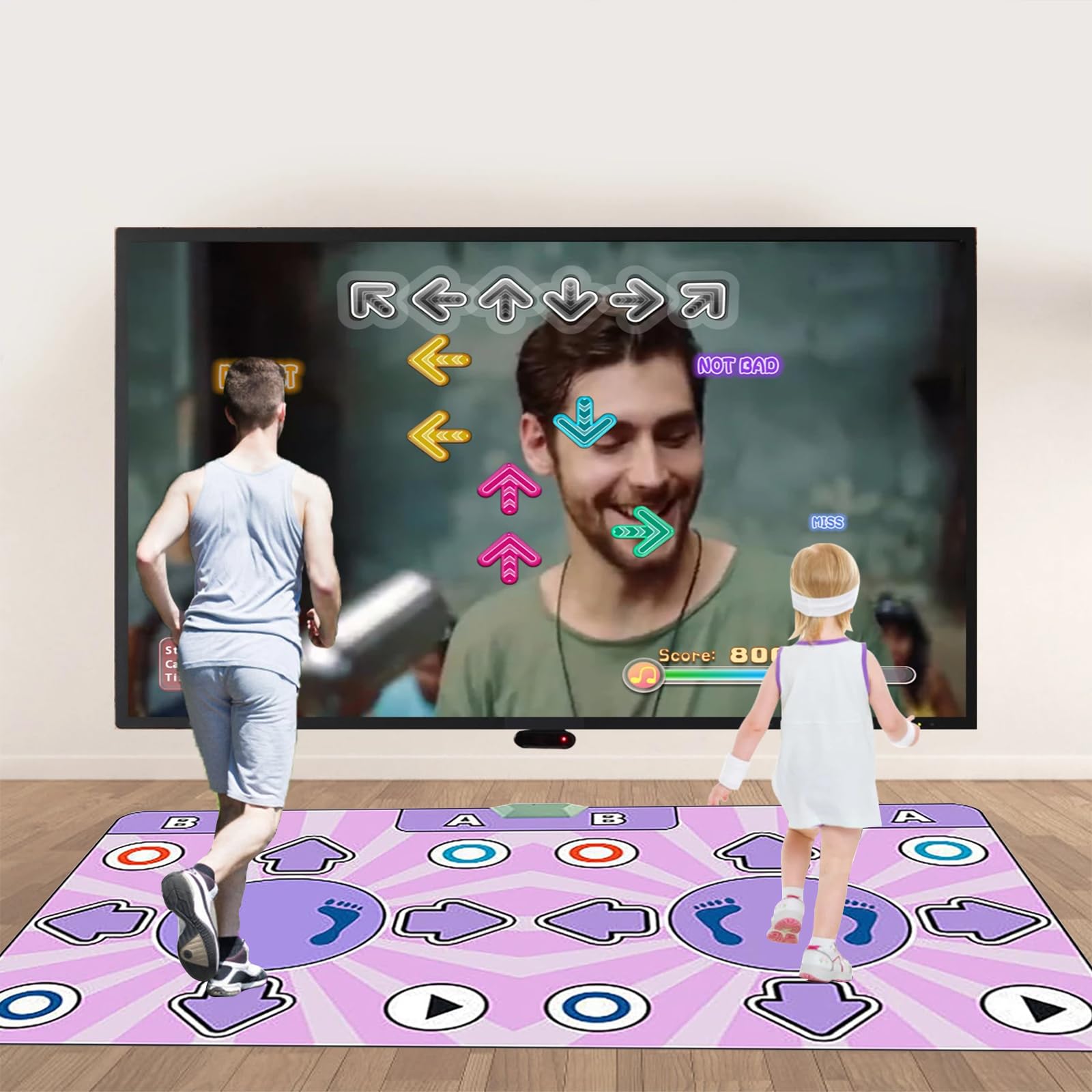 Tapis de Danse électronique pour Fille avec 2 Commandes de Jeu, Machine de Loisirs Arcade, Arcade, Play Hit, Tapis Musical 100 chansons et 65 Jeux (Violet Clair)