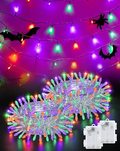 Miniatura 13 de Luces de Navidad para exteriores con temporizador, funcionan con pilas, 16.4 pies, 50 LED, decoraciones de Navidad para pequeño mini árbol de Varios