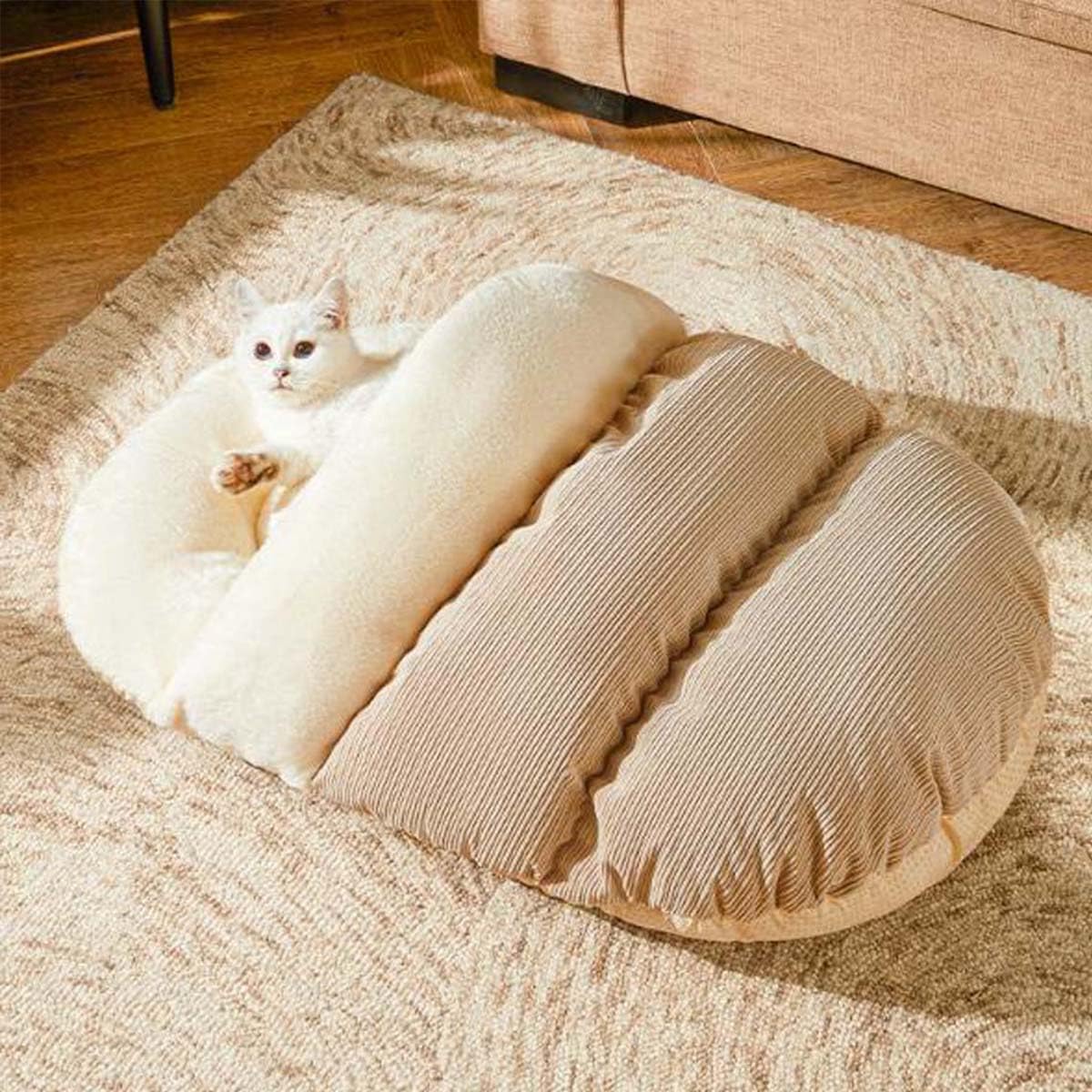Lit pour chat et chien marron - Nid de couchage doux auto-chauffant