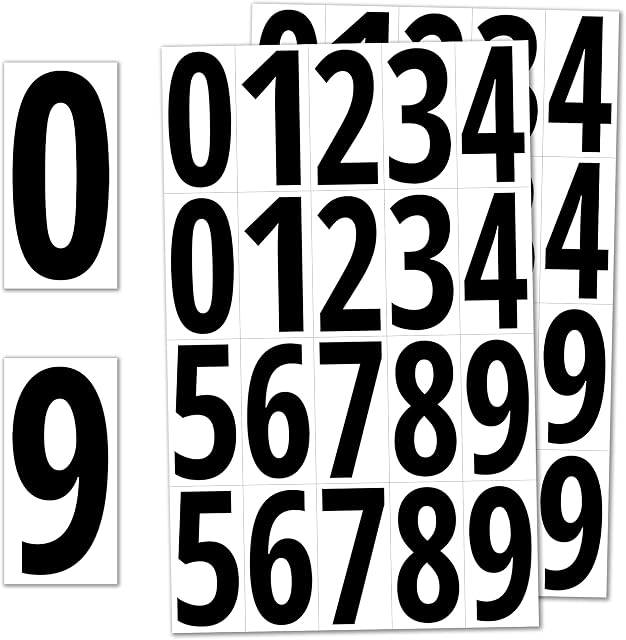 200 Pieces, 75mm - Number Stickers, Waterproof Vinyl Stick On Numbers - Black Numbers