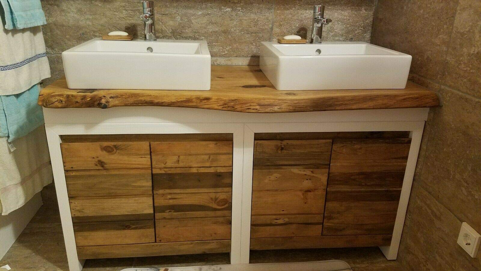 Top per lavabo in legno massello di rovere oliato (140 x 55 cm)