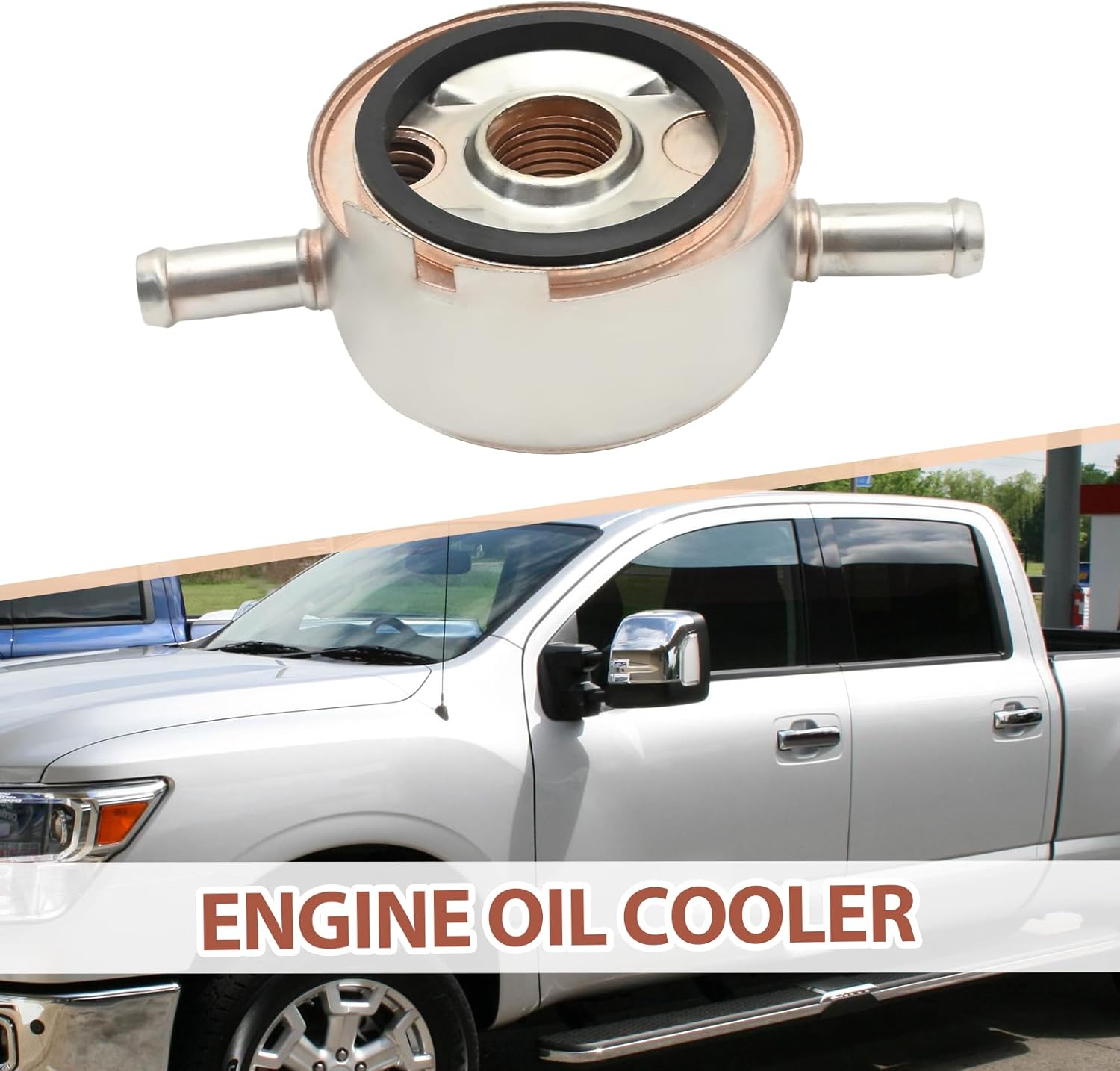 21305-ZQ53A Engine Oil Cooler, Replacement for Nissan Titan Armada 2004-2009, Replacement for Infiniti QX56 2004-2007, Replaces 21305-ZQ52A, 21305-ZQ51A