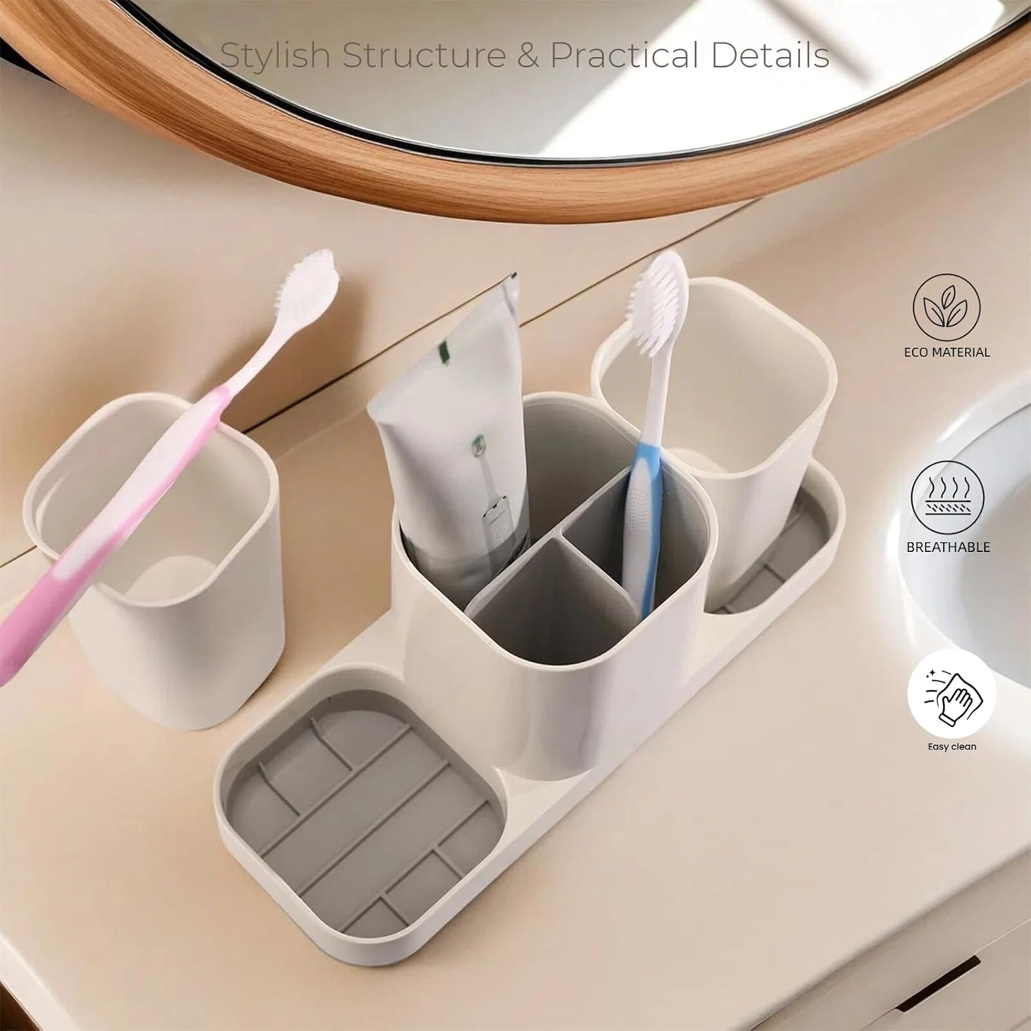 Toothbrush Holder for Bathroom, Electric Toothbrush and Tootaste