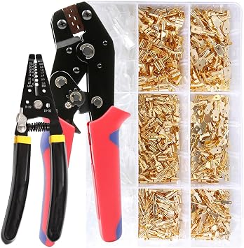 2.8/4.8/6.3mm Female Male Spade Crimp Connectors Electrical Lugs Terminal Insulating Wire Quick Splice Assortment Kit Wound Plug Crimping Spring Insert Wire Cold Pressing Wiring Cable