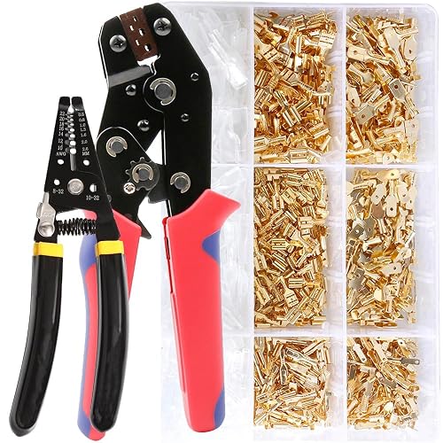 shengbowi 2.8/4.8/6.3mm Female Male Spade Crimp Connectors Electrical Lugs Terminal Insulating Wire Quick Splice Assortment Kit Wound Plug Crimping Spring Insert Wire Cold Pressing Wiring Cable