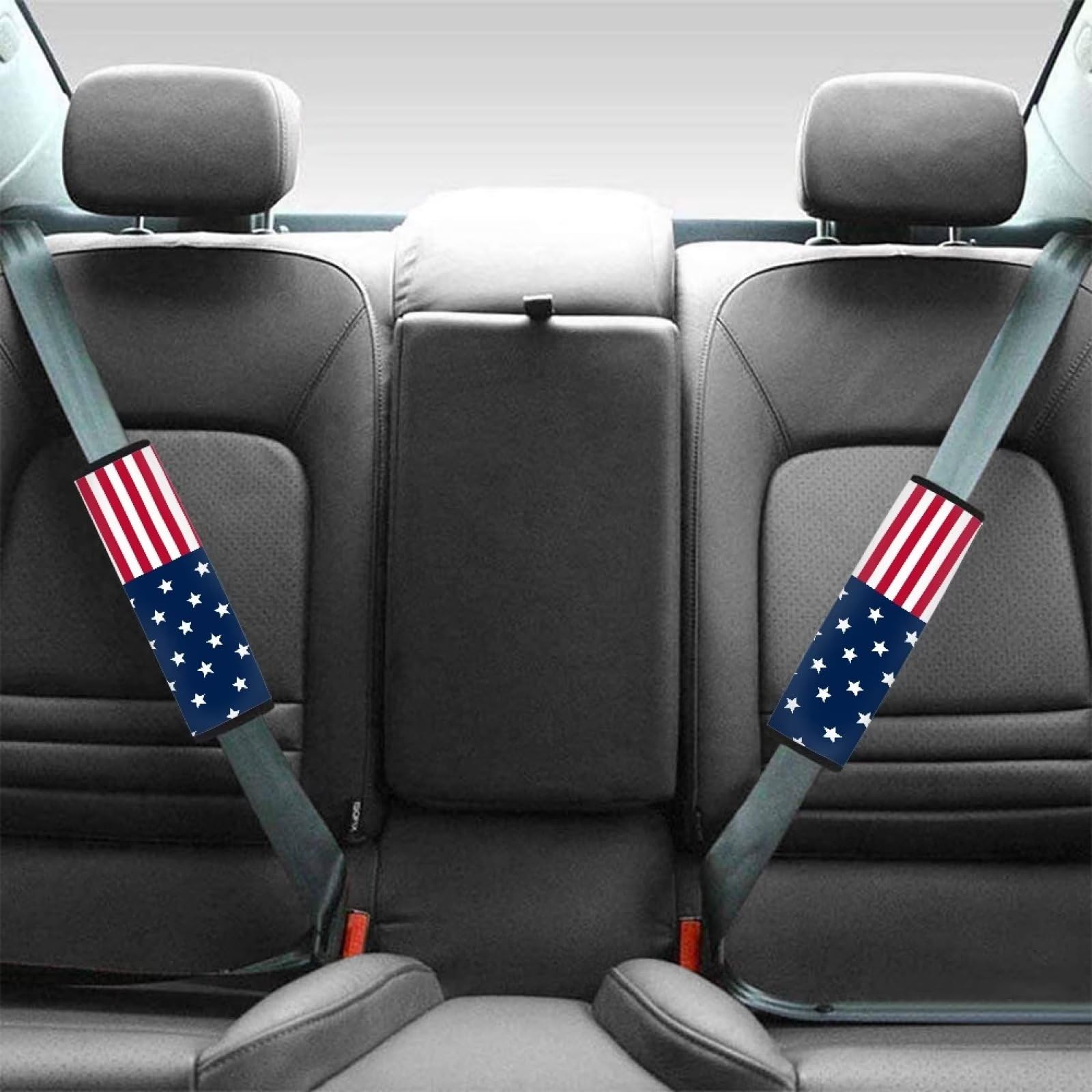 2PCs American Flag Car Seat Belt Covers - Carbon Fiber Shoulder Pads For Safety & Comfort