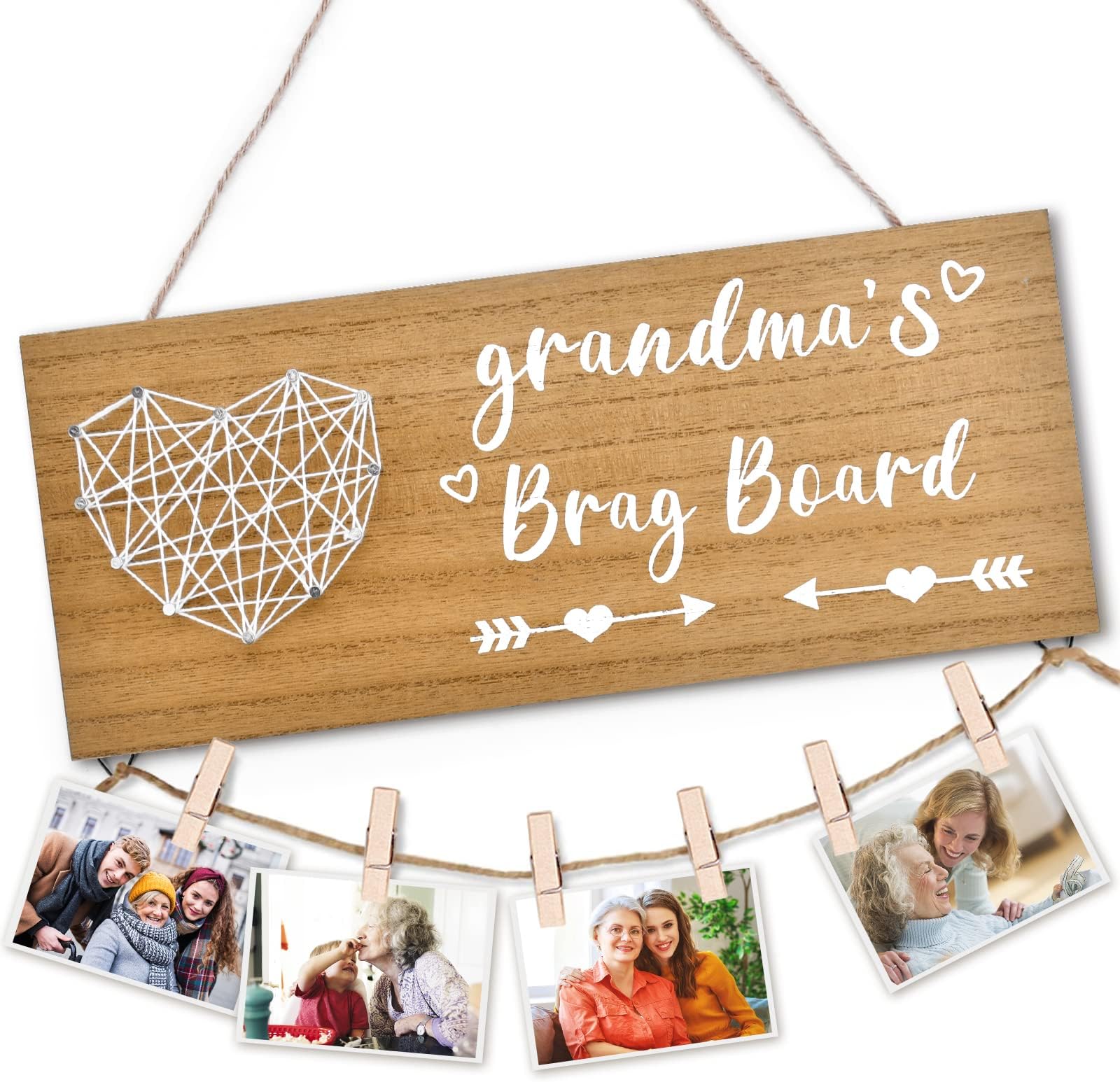 Mothers Day Gifts for Grandma Picture Frame Decorations, Holiday Birthday Gifts for Grandma from Granddaughter Grandson, Nana Mothers Day Presents Hanging Photo Frame, Best Grandmother Ever brag board