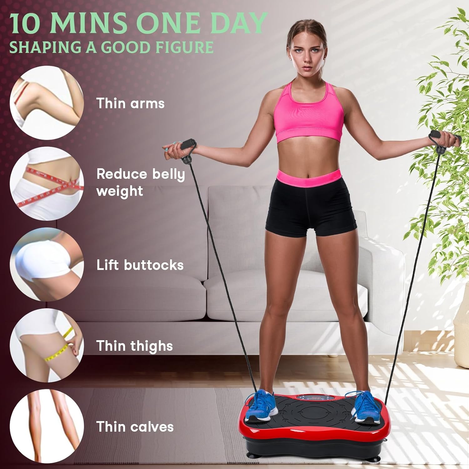 Home Vibration Plate for Lymphatic Drainage, Vibration Plate Exercise Machine with LED Screen Adjustable 99 Speed & 4 Mode - Vibration Plates for Workouts Max Bearing 300Lbs