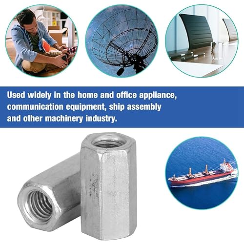 Miniatura 2 de Tuerca de acoplamiento hexagonal 10 tuercas de acoplamiento hexagonales métricas M6 de acero al carbono M6 x 18