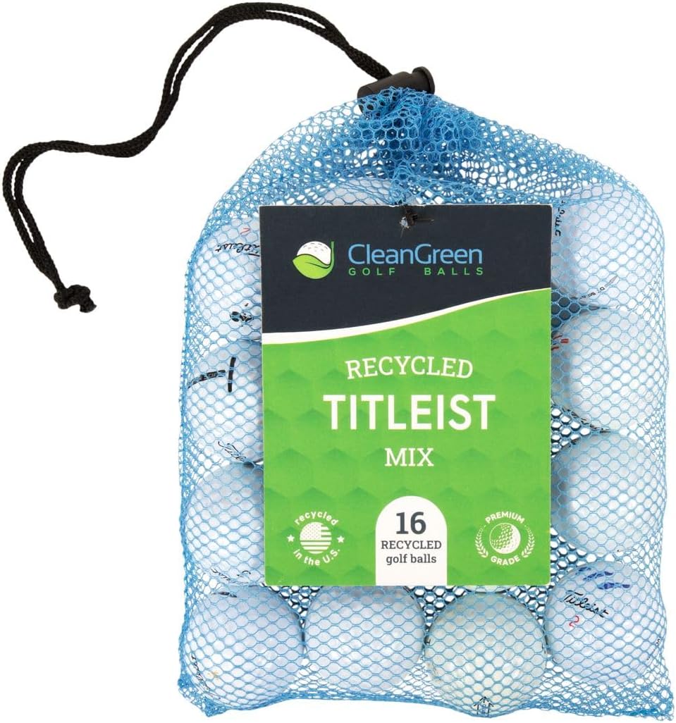 Clean Green Golf Balls 16 Count Recycled Titleist Golf Ball Mix - Each Mix includes Various Used Titleist Golf Ball Models