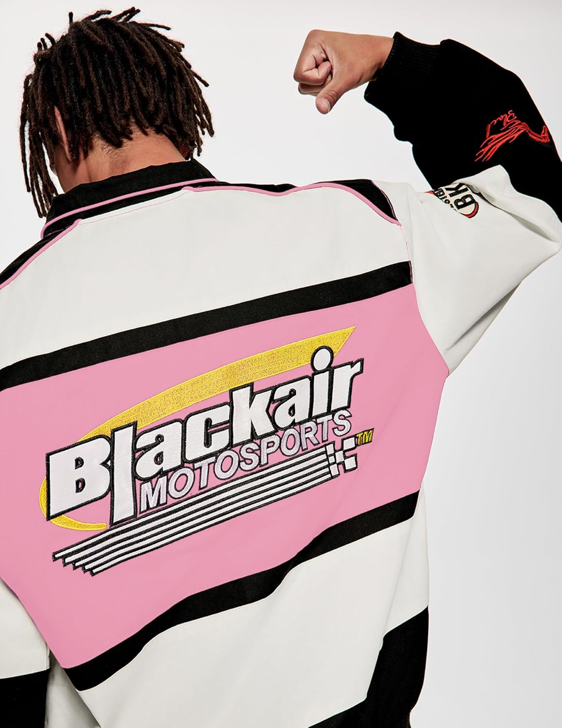 Vamtac Mens Varsity Baseball Jacket Bomber Cotton Vintage Racing Coats Streetwear with Pocket - Image 4