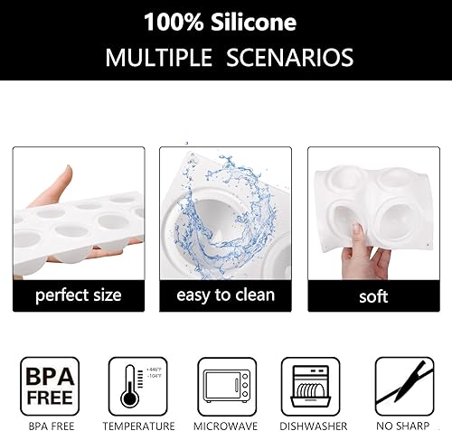 Miniatura 3 de Molde de Silicona para Pastel Esférico, Moldes de Pastel Mousse de Bola 3D para Hornear, Moldes de Postre Francés de Chocolate Fondant para Dulces