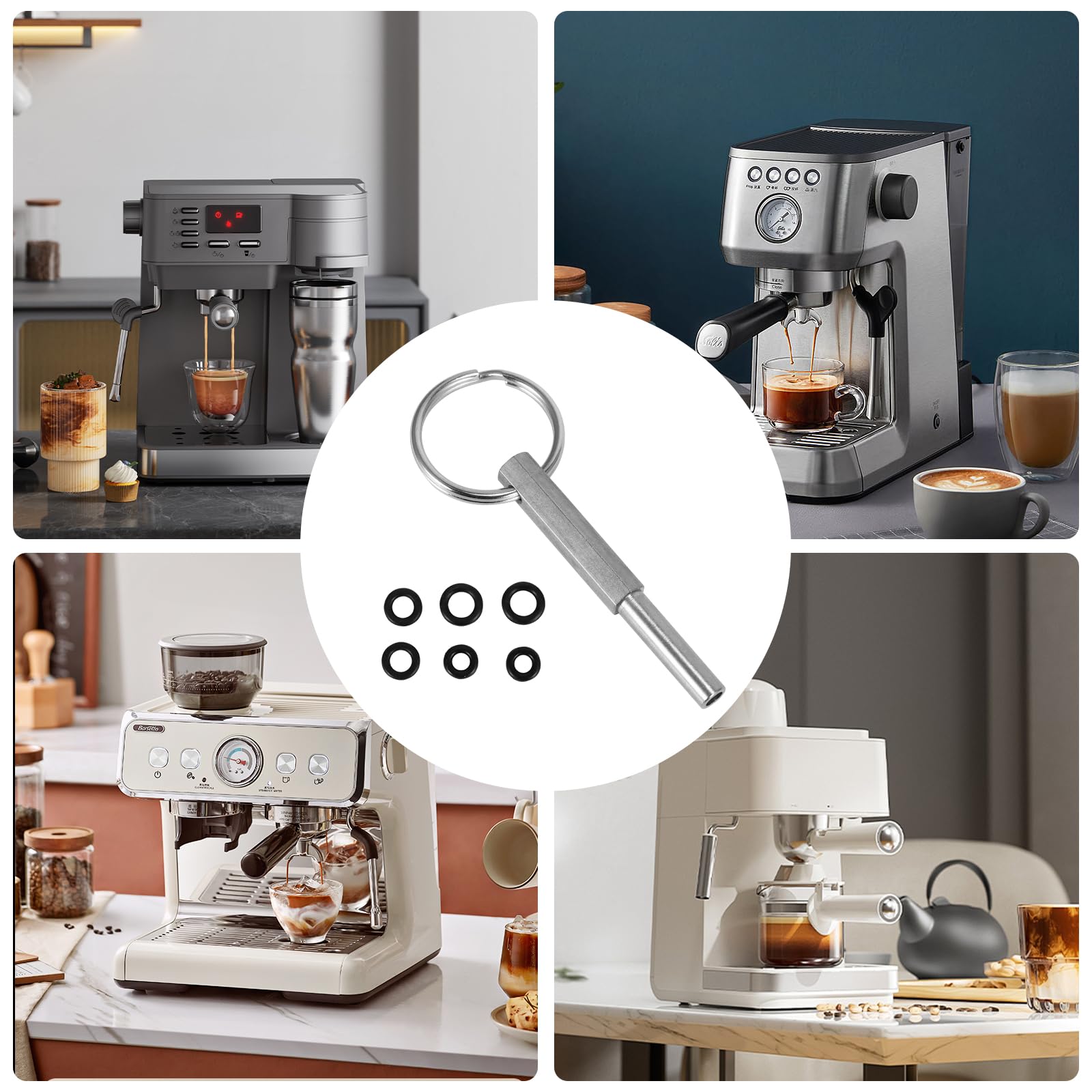 PZJFH - Clé à Tête Ovale Pour Machines à Café Jura, Krups, Nespresso - Inclut 6 Joints Et Porte-clés