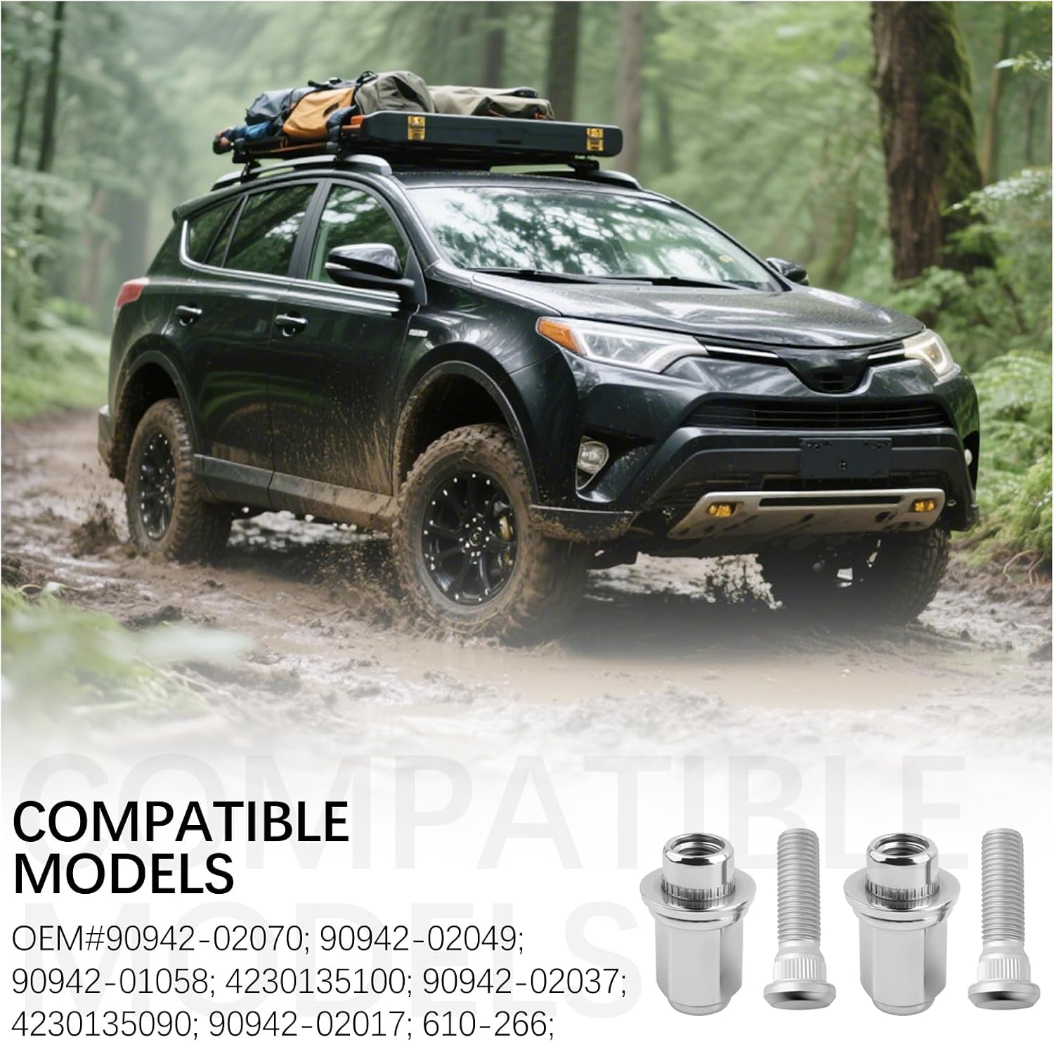 4PCS Wheel Studs and Lug Nuts,M12x1.5 Lug Nuts Set with Lugs Studs OEM#90942-02049,90942-01058 for Wheels,Car Accessories Wheels Lugs Nut Compatible with Toyota Lexus Scion