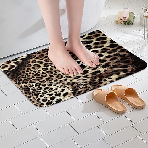 Vista 2 de Erosebridal Alfombras de baño con estampado de leopardo, ultra suaves, antideslizantes, decorativas, para habitación de animales de safari, 20 x 32