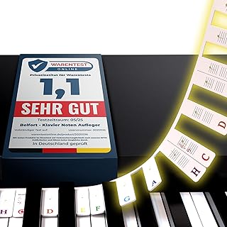 Belfort Klavier Noten Aufleger für Anfänger - bunt - Abnehmbare Silikon Tastenbeschriftung + eBook (keine Aufkleber nötig) Klavier Zubehör für 88 & 61-Tasten Piano/Keyboard