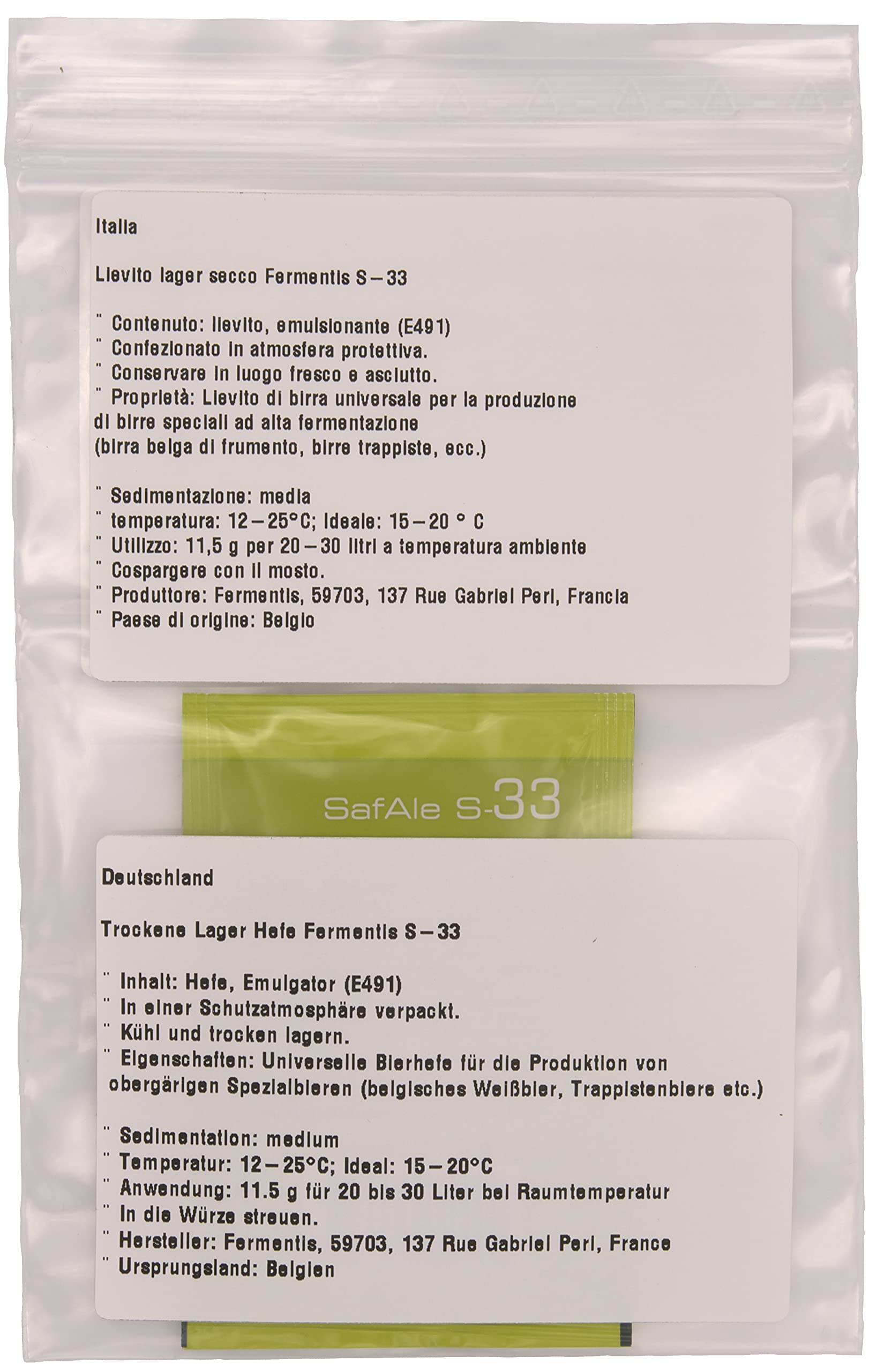 Fermentis lievito di birra US-05 W 34/70 S-33 S-23 alta fermentazione bassa fermentazione (S-33)