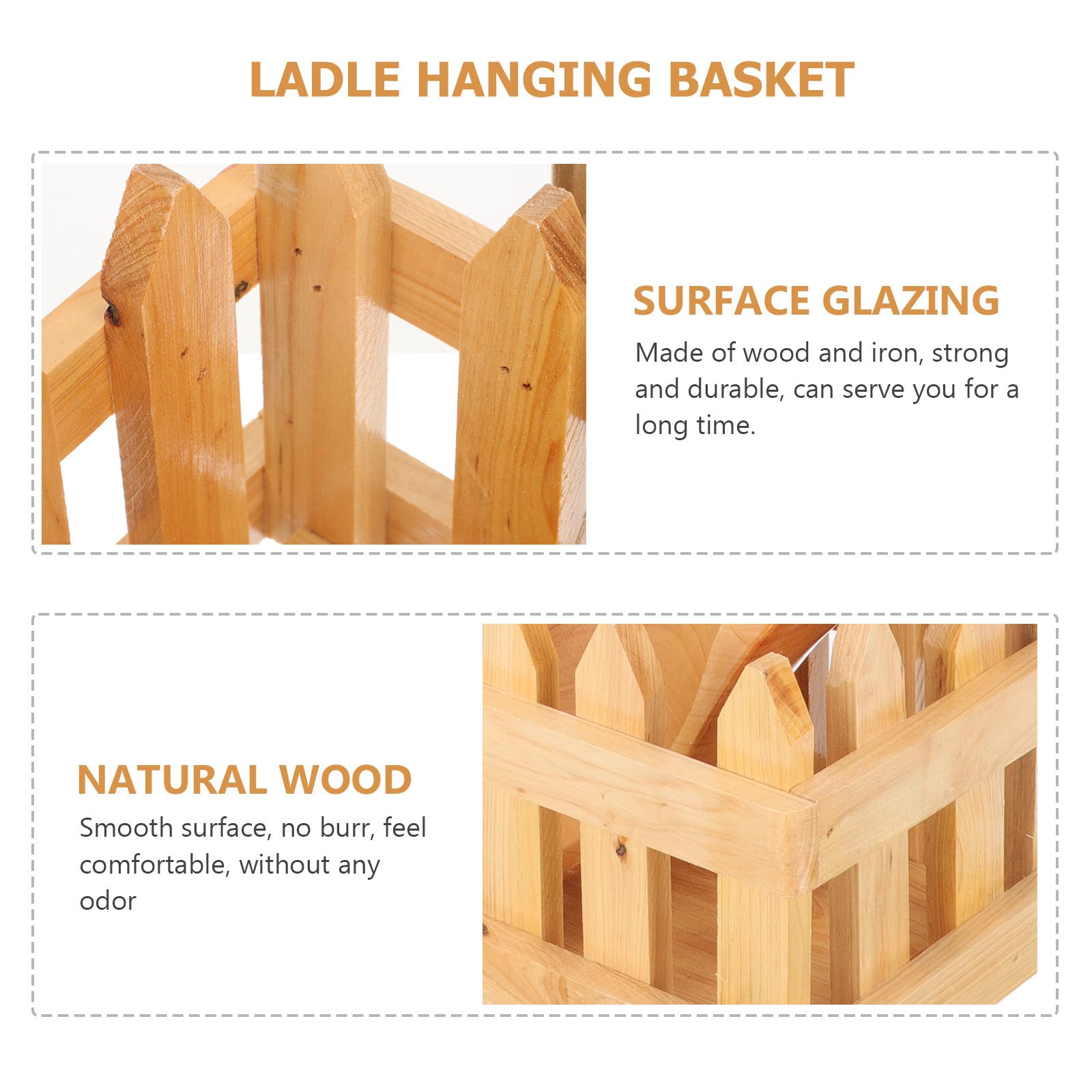 Cestino Portaoggetti in Legno per Bagno Supporto a Parete Cesto Appeso per Secchio da Bagno Accessorio Pratico per Mestoli D'acqua