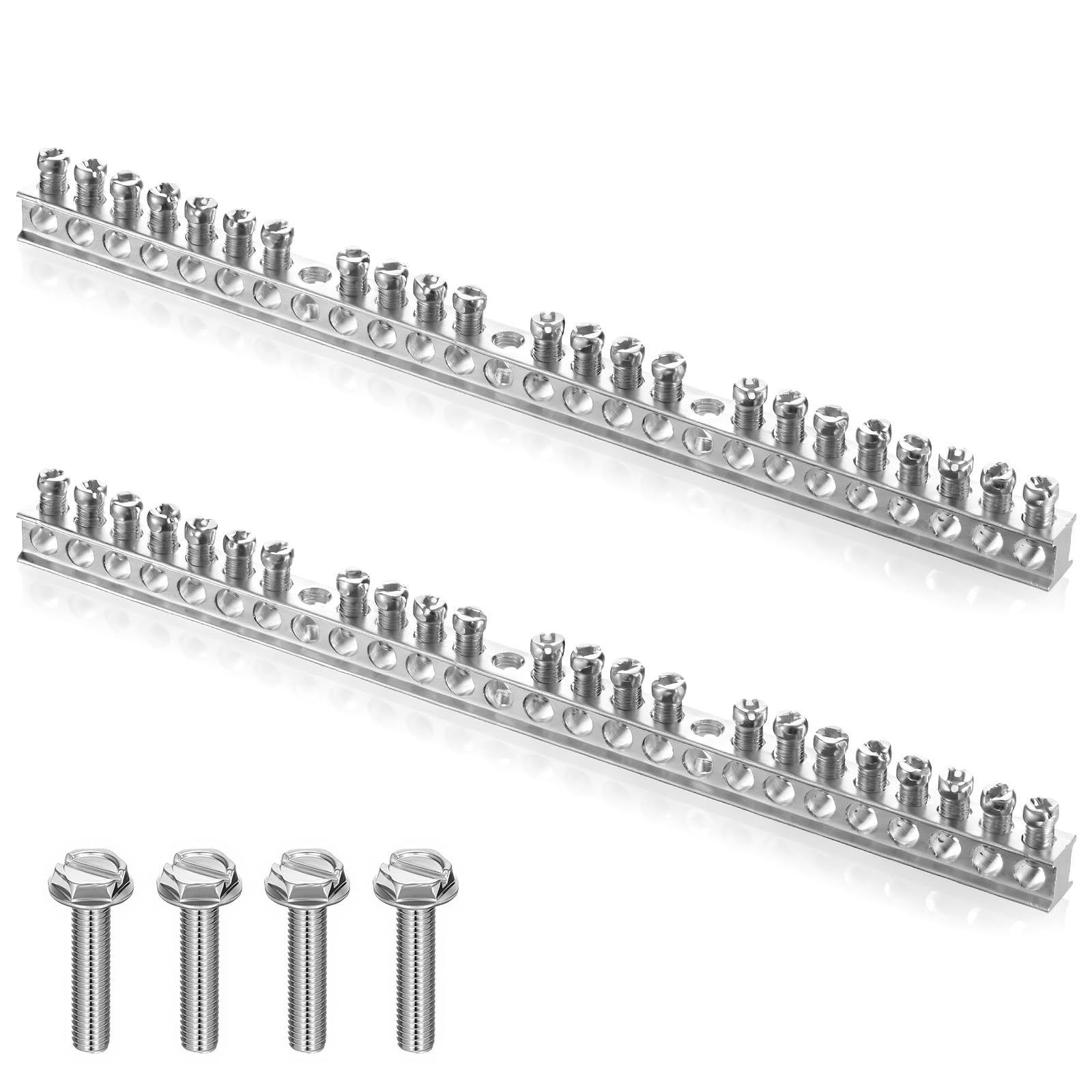 Relaxweex 2 Set Ground Bar Kit, 23 Terminal Positions for Electrical Panel