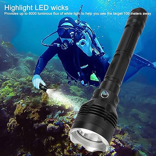 Miniatura 2 de Luz de buceo, linterna de buceo súper brillante de 8000 lúmenes, luz de buceo compacta con 3 modos, linterna sumergible IPX8, para buceo submarino
