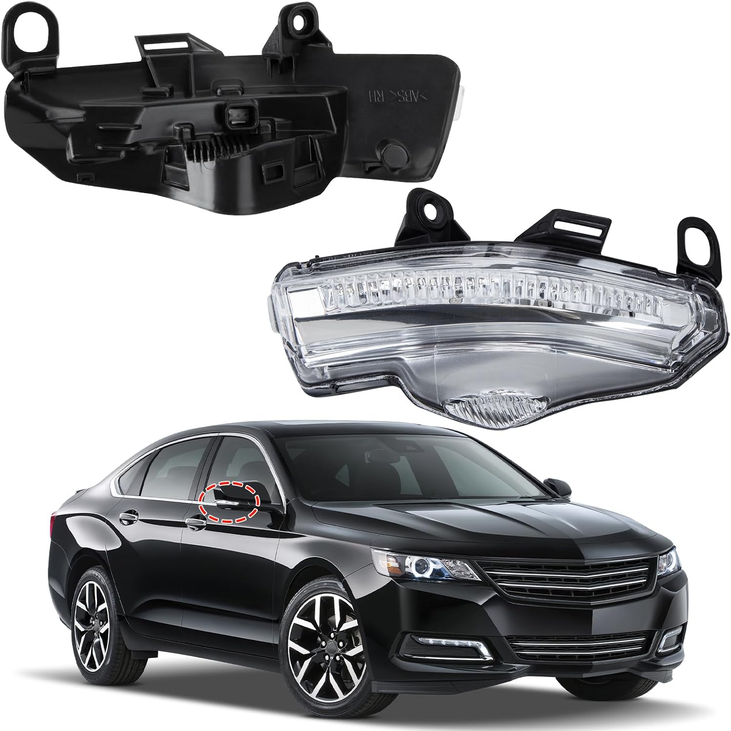 Passenger Mirror Turn Signal Light for Chevy Impala 2014-2020 | Right Side Mirror Turn Signal Lamp, Rear View Mirrors Turn Signal Marker Lights, Amber Normal Blinker,Clear Lens