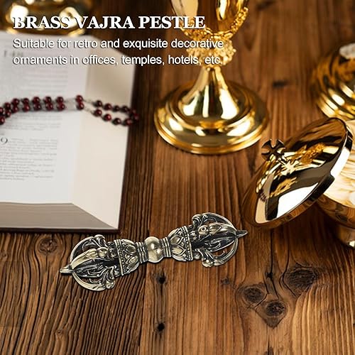Miniatura 5 de Veemoon 2pcs Nepal Phurba Dorje Unidad Antigua Vintage Maja Coleccionables Energía Espíritus Budismo Dispositivo Vajra Latón Dorge Phurba: Shui