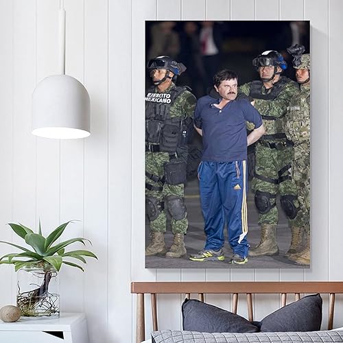 Miniatura 5 de HYQHYX Home Comforts - Póster de El Chapo Guzmán Sinaloa Cartel de drogas arrestado por drogas, pinturas artísticas sobre lienzo para decoración de