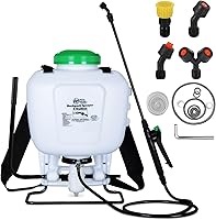REALWORK 4-Gallon Backpack Sprayer with Padded Straps - Translucent Tank for Weeds, Pests, Fertilizer & Garden Watering