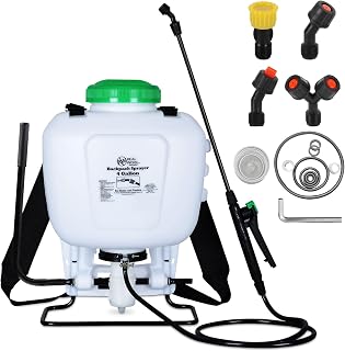 REALWORK 4-Gallon Backpack Sprayer with Padded Straps - Translucent Tank for Weeds, Pests, Fertilizer & Garden Watering