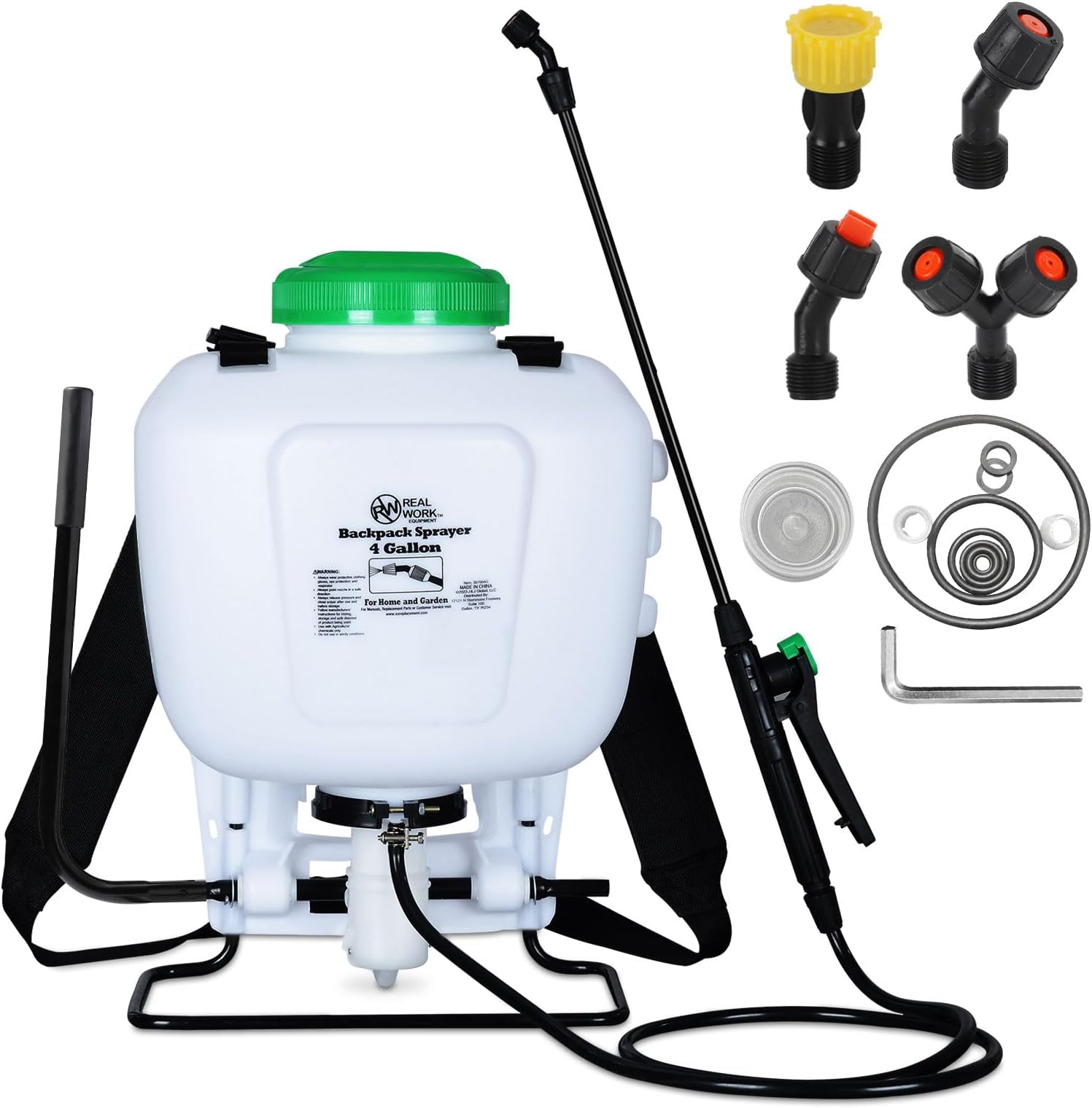 REALWORK 4-Gallon Backpack Sprayer with Padded Shoulder Strap for Pests & Weeds, Watering Garden, and Spraying Plants, in Translucent White