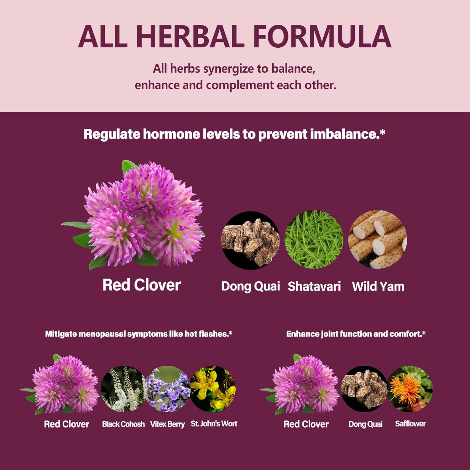 Red Clover Herb Extract Drops for Women Health Balance, 8-in-1 Herbal Formula Supplement for Menopause Hot Flashes Relief with Dong Quai & Shatavari Extract, Alcohol Free Tincture. 2oz - Image 4