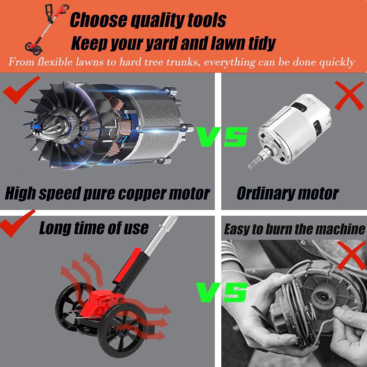 Electric Weed Wacker Eater Cordless Grass Trimmer Battery Powered with 2 Battery&25 Pcs Blades, 3 in 1 21V/2.0Ah Lightweight Portable String Trimmers/Edger Lawn Mower/Brush Cutter for Yard Garden - Image 7