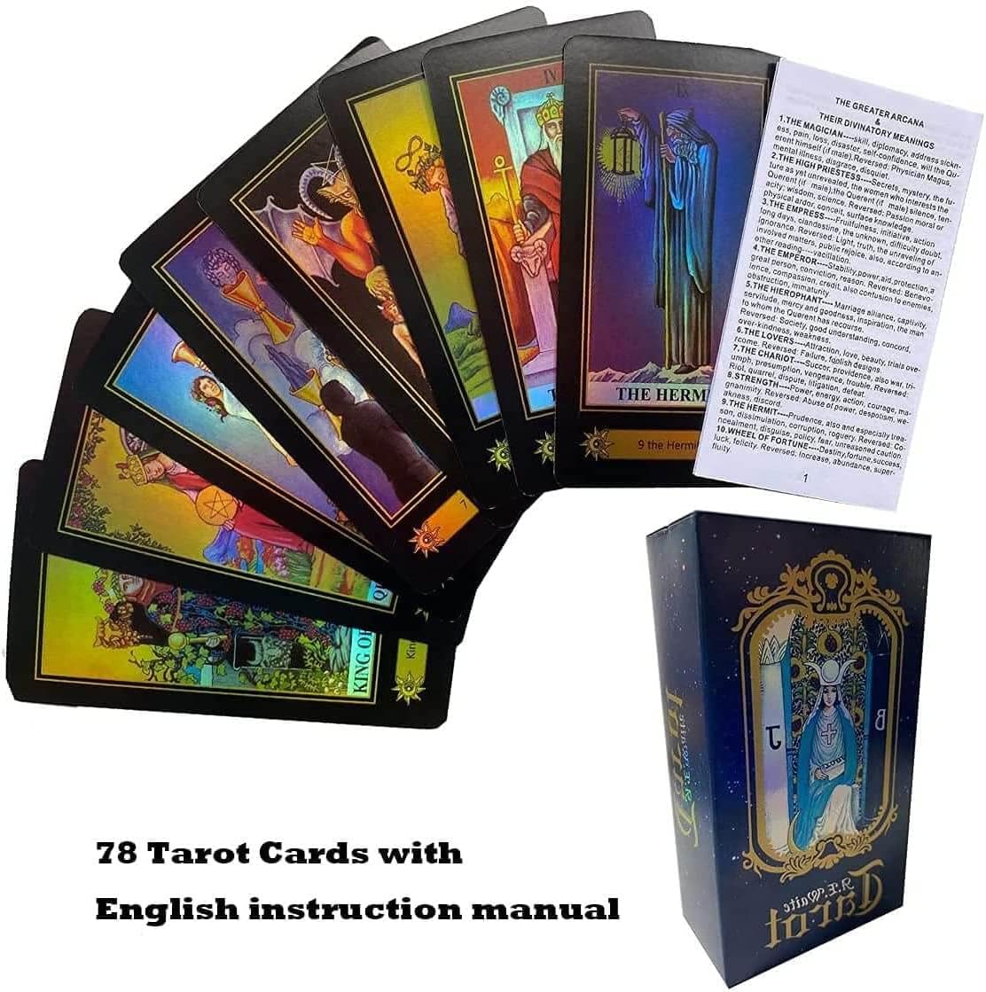 AIEWEV Tarot Cards Deck,78-Classic Tarot with Guidebook,Divination Colorful Tarot Card and Book Sets for Beginner Reader