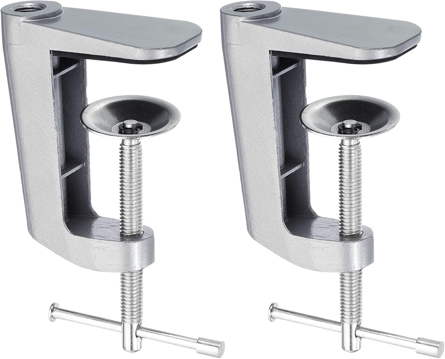 PATIKIL Adjustable Replacement Clamp for Lamps, 2 Pack Universal Adjustable C Shape Desk Table Mount Clamp for Microphone Arm Desk Lamps Stand, White