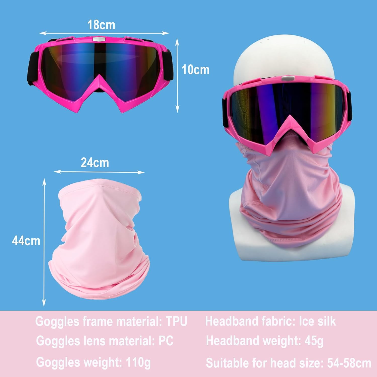 Motorcycle Goggles Dirt Bike ATV Off-Road Riding Motocross Glasses with Sun UV Protection Neck Gaiter Face Cover - Image 2