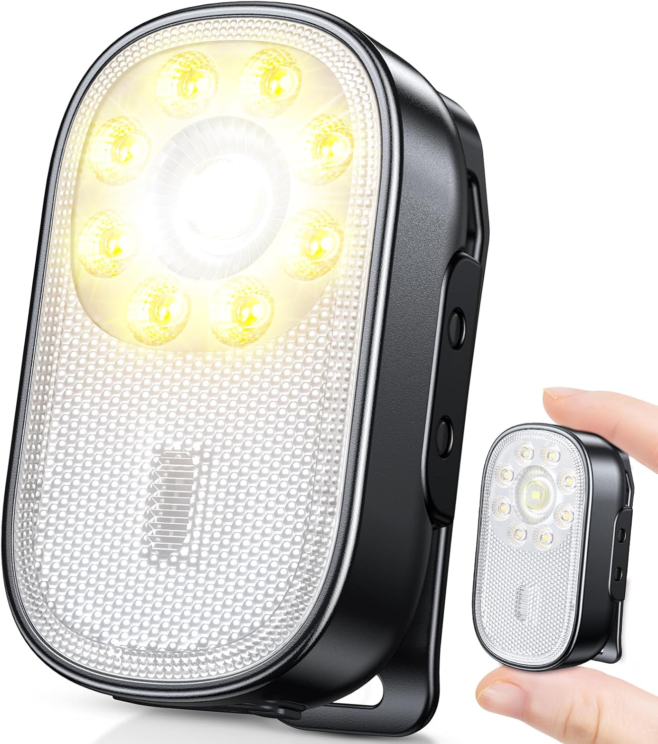Cuvccn 500LM Ultra Bright Mini EDC Flashlight Rechargeable, 10 Modes Running Lights for Runners with Spot & Flood Light, IP65 Waterproof Small Clip on Flashlight for Walking, Camping, Hiking, Work