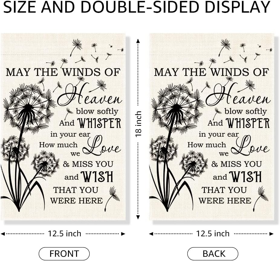 May The Winds Of Heaven Blow Softly Garden Flag, Funny Dandelion Cemetery Yard Sign for Outside, Cardinal Memorial Gifts, Condolences Sympathy Remembrance Flag - Image 2