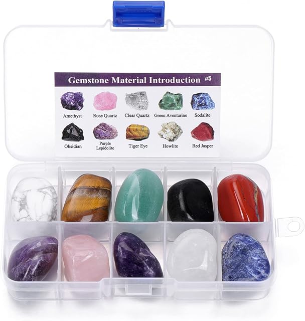 CrystalTears 10pcs Healing Crystals Gemstones Natural Tumble Polished Stones Set Chakra Quartz Crystal Stones for Reiki Meditation Home Decor