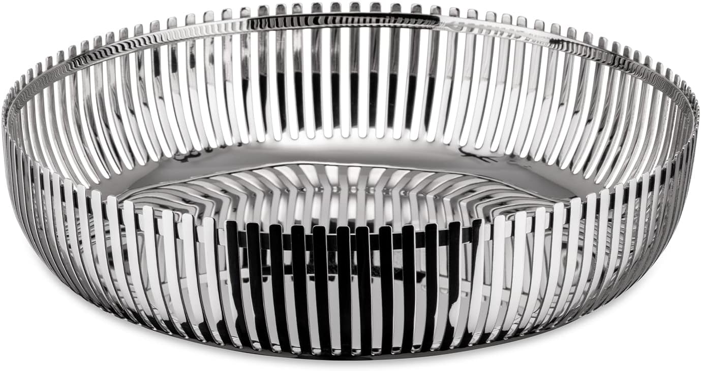 Alessi PCH02/23 - Panier De Cuisine Perforé, Acier Inoxydable 18/10 Poli, 23 Cm, Noir