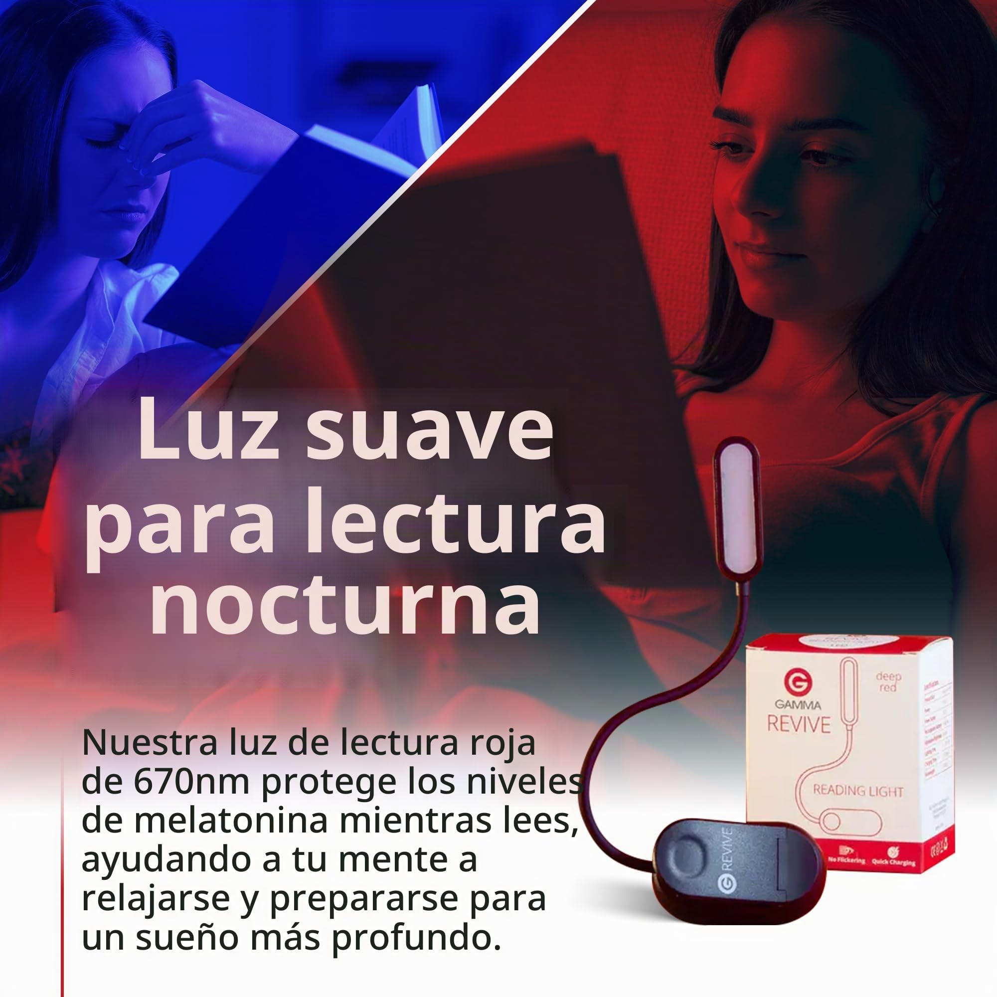 Gamma Revive - Lámpara de lectura (670 nm), color rojo