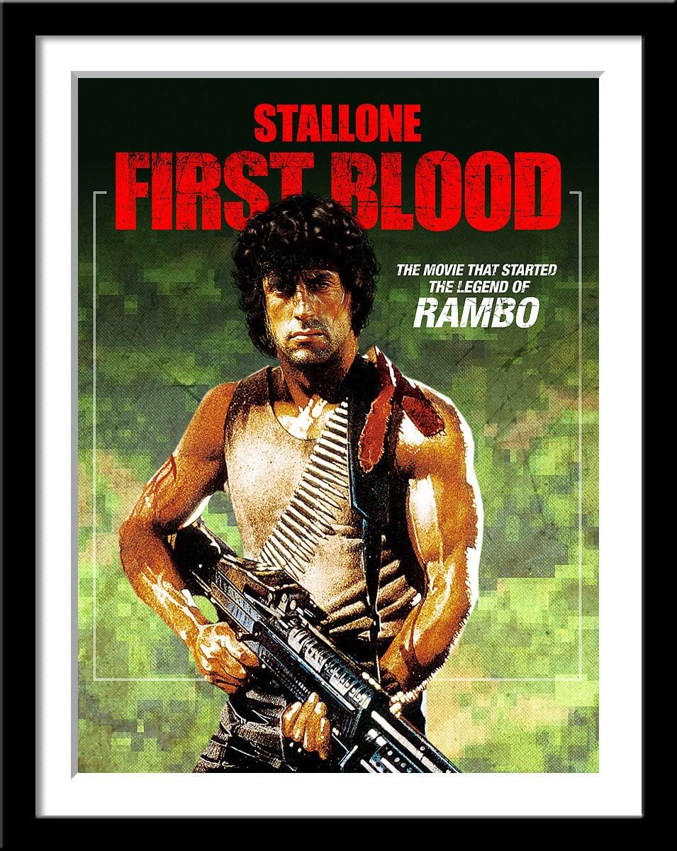 Tallenge - First Blood - Sylvester Stallone - Tallenge Hollywood Action Movie Poster Collection? - Extra Large Poster Framed (Paper,24x34 inches, Multicolour)