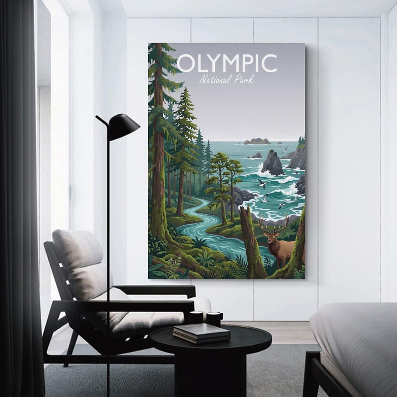 Junmoney Room Decor Wall Art Olympic National Park (2), 24x36inch(60x90cm), for Workspace Walls, Study Corners Or Bedrooms, A Smart Decor Choice for Study Walls