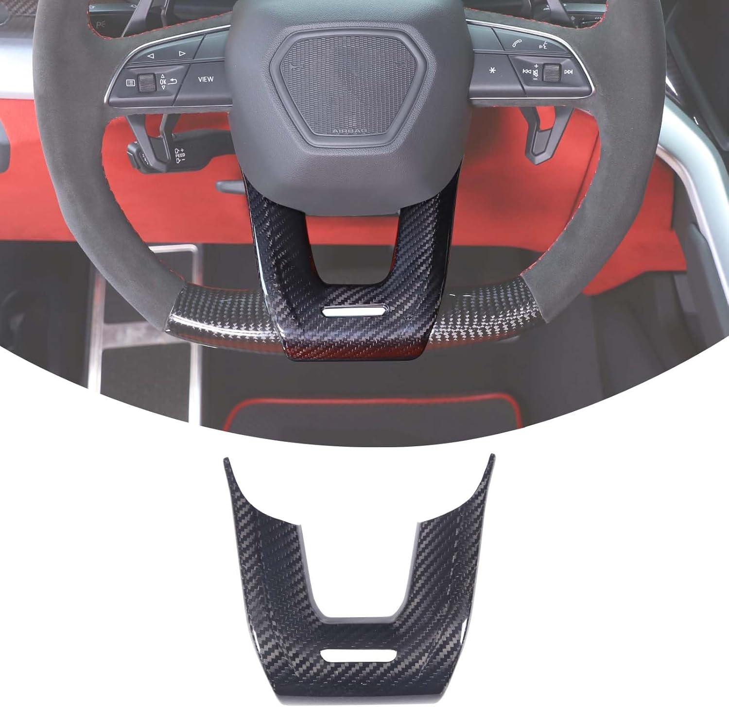 Dashboard Frame Decorative Cover Trim Compatible with Lamborghini Urus 2018-2023 Urus SE, Carbon Fiber Car Interior Center Console Decoration Accessories (Black)