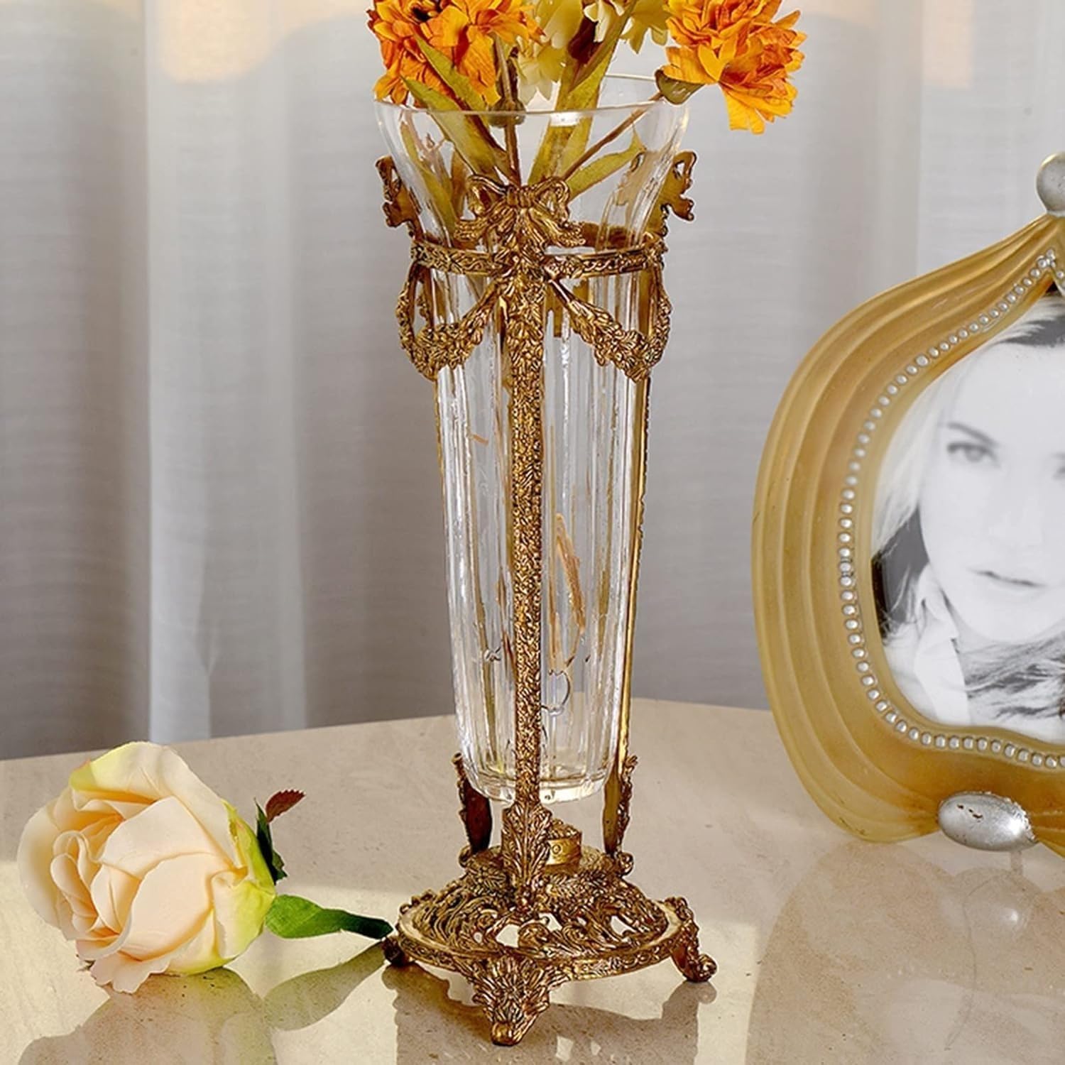 Grand vase en céramique transparent centre de table fleurie contemporain